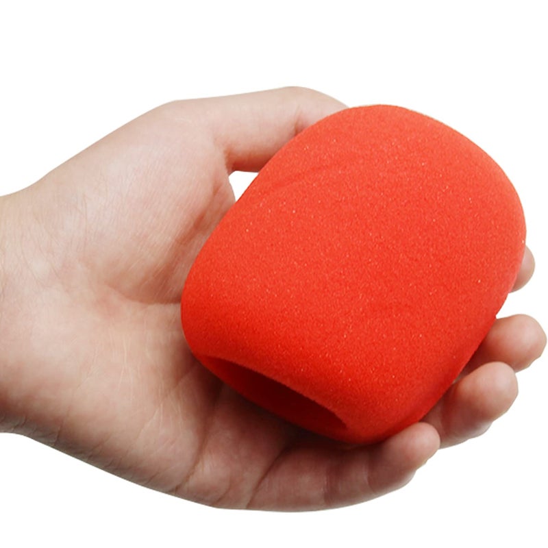 Fielect 5Pcs Microphone Cover Sponge Foam Mic Cover Handheld Microphone Windscreen Shield Protection Micro Foam Filter Red for KTV Broadcasting - Image 3